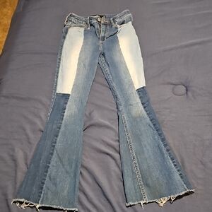 Hollister Blue Flare Jeans with Patchwork Design